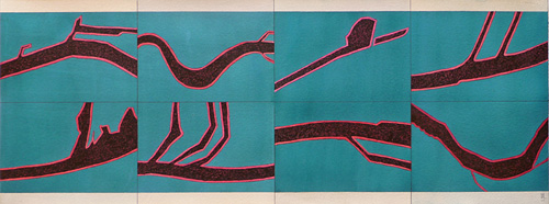 Riverbed Shuffle, 2009, Watercolor/Ink, 37x97 cm